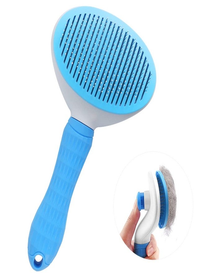 زيبويو فرشاة ZIBUYU® للكلاب، فرشاة تمشيط، فرشاة عناية بالحيوانات الأليفة، للاستخدام اليومي لتنظيف الفراء المتساقط والأوساخ، رائعة للكلاب والقطط ذات الشعر متوسط الطول، فرشاة إزالة الشعر المتساقط للكلاب والقطط (أزرق) - Image 1